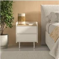 Vicco Nachtschrank Velina, Creme/Eiche, 48 x 58 cm mit 2 Schubladen (1-St)