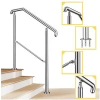 AICA Treppengeländer AICA Edelstahl-Treppengeländer für 2–5 Stufen, verstellbar geländer, 108 cm Länge, Eingangsgeländer, silber/schwarz, 108/136/162 cm
