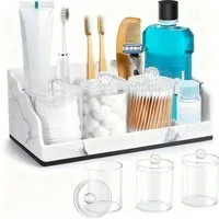 SURFOU Zahnbürstenhalter Toothbrush Holder Zahnbürste Halterung mit Trennwände, Bad Accessoires für Büro, Wohnzimmer, Eitelkeit Countertop