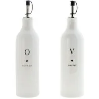 Bastion Collections Menage-Set Bastion Collections - 2er Set Öl und Essig Spender 750ml Weiß