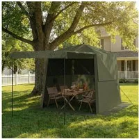 Outsunny Faltpavillon mit 4 Seitenteilen, Netzfenstern, Vortür, mit 4 Seitenteilen, (Pop-up Pavillon, Partyzelt), für Camping Garten Festival, Grün