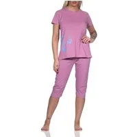 Normann Pyjama Normann Damen kurzarm Pyjama mit Caprihose in Tupfen Punkte Optik