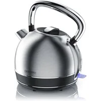 Arendo Wasserkocher Retro Edelstahl Teekessel im Vintage Style, GS Geprüft, Silber, 1,7 l, 2200 W, Überhitzung & Trockenkochschutz, automatische Abschaltung, Kalkfilter