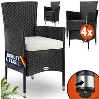 Casaria Gartenstuhl (4 St), Polyrattan 4er Set Stapelbar 7cm Auflagen 160kg Belastbarkeit