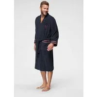 Bruno Banani Herrenbademantel Roy, ideal für Sauna & Spa, Standardlänge & Überlänge, Langform, Walkfrottee, Kimono-Kragen, Gürtel, farblich abgesetzten Streifen, Bademantel, S-3XL, auch in extra lang