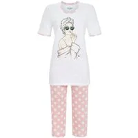 Ringella Pyjama - Schlafanzug Kurzarm mit Motivdruck und Caprihose mit Polka-Dots (2 tlg) 100% Baumwolle