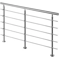 AICA Treppengeländer AICA Edelstahl-Geländer mit Handlauf, Länge 200/220/240 cm, 200 cm Länge, Packung, 5-tlg., Bodenmontage, 3 Pfosten und 3 oder 5 Querstäbe, Innen und außen.