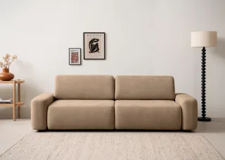 Home affaire 3-Sitzer "TORGE (257cm), Sofa,Schlafsofa in Cord, Samtvelours, Struktur fein" rundes Design, Schlaffunktion u. Bettkasten, Liegefläche: 135/200 cm