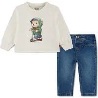 Levi's® Kids Langarmshirt & Hose LVB LS & DENIM PANT SET (Set, 2-tlg) mit Bärchenprint - for Boys