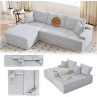 Juskys Ecksofa Coredo, Ecksofa, mit Rücken- & Dekokissen, Cordbezug, Modular platzierbar