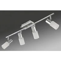 TRANGO LED Deckenstrahler, 4-flammig 2007-48 LED Deckenleuchte Chrom-Optik & Aluminium gebürstet GRACE inkl. 4x G9 LED Leuchtmittel 3.000K warmweiße Lichtfarbe Badleuchte, Flurleuchte, Küchenleuchte, Schwenkbare LED Deckenlampe, Kronleuchter