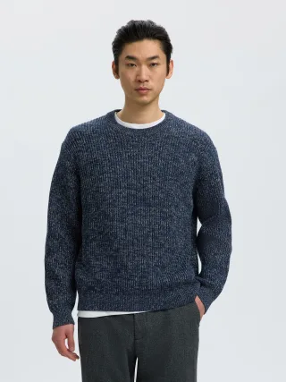 selected men - SLMTILUM LS KNIT RLX CREW NECK NOOS Navy Blazer - Gr. - M