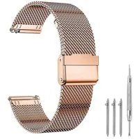 Sunicol Uhrenarmband 18/20/22mm Uhrenarmband,Mesh-Edelstahl,Interlock-Sicherheitsverschluss, Schnellverschluss,für Smart Watch oder traditionelle Uhr.