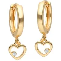 Goldene Hufeisen Paar Creolen Kinderohrringe Gold Creolen mit Herz Ohrringe für Mädchenwelt (1 Paar, inkl. Schmuckbox), 925 Sterling Silber, Hypoallergen