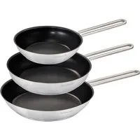 Hanseatic Pfannen-Set DAILY, Edelstahl 18/10 (Set, 3-tlg., 1x Pfanne Ø 20 cm, 24 cm und 28 cm), Bratpfannen mit Antihaftbeschichtung, für alle Herdarten, Induktion