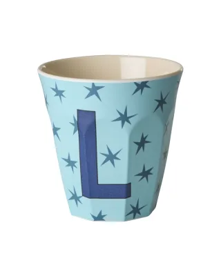 Rice Melamin Becher Buchstabe L/Stars/Hellblau 250ml