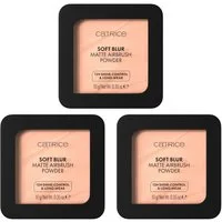 Catrice Puder SOFT BLUR MATTE AIRBRUSH POWDER, 3-tlg., mattierendes Puder mit 12h-Glanz-Kontrolle und 12h-Halt