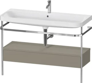 Duravit Happy D.2 Plus c-shaped Set mit Metallkonsole und Schubkasten Stein Grau Seidenmatt 1175x490 HP4844O92920000