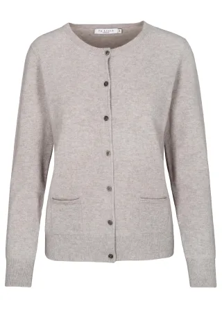IN LINEA - NOS Cardigan, Rundhals 842 stone mel. - Gr. - 46