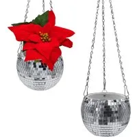 Spetebo Blumentopf Hänge Pflanztopf im Discokugel Design 15 cm mit Metallkette (Anzahl, 1 St., Stück), leicht, robust und einfach zu reinigen