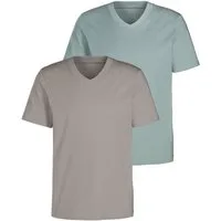 KangaROOS T-Shirt Regular Fit, (2er-Pack) Freizeitshirt mit Kurzarm, V-Ausschnitt aus reine Baumwolle