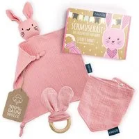 Amari Schmusetuch AMARI ® Schmusetuch Hase mit Beißring und Lätzchen