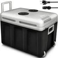 tillvex Kühlbox elektrisch 40L mit Rollen Mini-Kühlschrank, 230 V und 12 V für KFZ Auto Camping, kühlt & wärmt, ECO-Modus