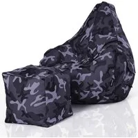 Green Bean Sitzsack Gaming Sitzsack + Hocker Cozy+Cube (2er Set Sitzsack + Hocker - fertig befüllt - robust waschbar schmutzabweisend -, Kinder & Erwachsene Bean Bag Bodenkissen), Lounge Sitzhocker Relax-Sessel Gamer Gamingstuhl Pouf