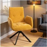 HOMCOM Relaxsessel Sessel Drehbar mit Armlehne, Wolle-Leinenoptik (Polsterstuhl, 1-St., Loungesessel), für Wohnzimmer, Schlafzimmer, Gelb