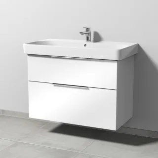 Sanipa 3way Waschtischunterbau zu Geberit Smyle Square Waschtisch mit 2 Auszügen, Weiß-Glanz UF67178