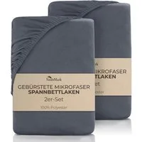NatureMark Spannbettlaken gebürstete Mikrofaser Spannbettlaken 2er-Pack, Polyester, Gummizug: rundum, (2 Stück), viele Größen / Farben Markenware 90x200cm, 2er-Pack, Anthrazit grau