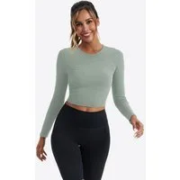 Imily Bela T-Shirt Damen Geripptes Slim Fit Sport Crop Top (Packung, 1-tlg., 1per-Pack) Volltonfarbe