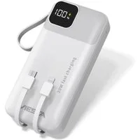 VIESTA Powerbank 20.000 mAh Weiß 22,5 W Powerbank, Lightning LCD-Display Prozentanzeige LED-Taschenlampe Trageschlaufe