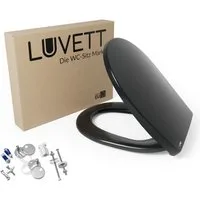 LUVETT WC-Sitz C100 mit Absenkautomatik, Duroplast sanitär, Universelle O-Form (Komplett-Set, Inklusive 3 Befestigungsarten), mit Original SoftClose® Absenkautomatik, Duroplast