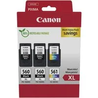 Canon 3 Druckerpatronen Tinte 2x PG-560 XL BK / CL-561 XL tri-color Multi Tintenpatrone