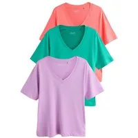 Next V-Shirt Kurzärmelige, lässige T-Shirts aus Modal, 3er-Pack (3-tlg)