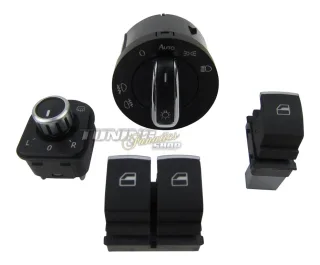 Chrom FH Fensterheber Schalter Lichtschalter Spiegel SET 2-EFH für VW Seat