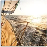 Pixxprint Glasbild Segelboot im Meer, Segelboot im Meer (1 St), Glasbild aus Echtglas, inkl. Aufhängungen und Abstandshalter