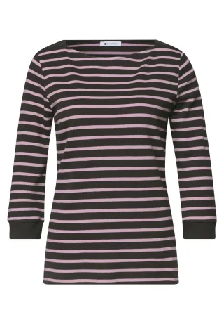 Street One - 3/4-Arm Shirt mit Boat Neck und Streifen vintage blush - Gr. - 40