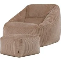 icon Sitzsack Riesen Sessel aus Cord Flauschig „Natalia" mit Hocker (Spar-Set, 1 x Sitzsack-Sessel, 1 x Fußhocker), Sitzsack XXL, Made in Germany, für Erwachsene & Kinder, für Wohnzimmer