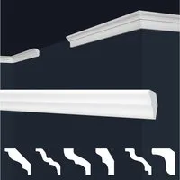 marbet design Stuckleiste, 30 Meter / 15 Leisten, XPS Styropor weiß - Deckenleisten Zierleisten Eckleisten Dekorbau E-Leisten - (30 Meter / 15 Leisten E-2)