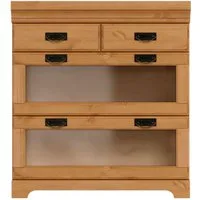 OTTO home Unterschrank Rügen Breite 80 cm, Kiefer massiv, Schubkästen mit Glaseinsatz