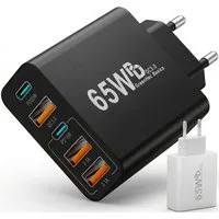 GreenHec 65w USB C Ladegerät iPhone Samsung Netzteil Charger Mehrfach Schnelllade-Gerät (50 mA, Spar-Set, 65w Penta Charger, Schnellladegerät multi Netzstecker 17 16 15 14 13 12 11 Pro Max Air)