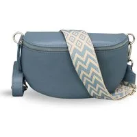 Adel Bags Gürteltasche Bauchtasche Damen Leder, Umhängetasche, Echtes Leder, Jeansblau, hergestellt in Italien, mit 2 Riemen