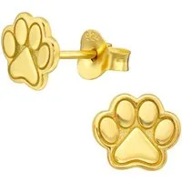 schmuck23 Paar Ohrstecker Ohrringe Pfote 925 Silber vergoldet (Geschenkset aus 1 Paar Ohrringe), Mädchen Kinderschmuck 2 x Silikonverschluß extra