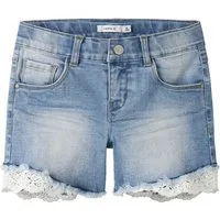 Name It Shorts Sommerliches Design mit Spitzenabschluss, kurz für Mädchen Recyceltes Material, Baumwolle nachhaltig Normal Fit Einfarbig