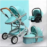 TPFFamily Kombi-Kinderwagen Babyschale Baby Buggy Babywanne 5-Punkt-Sicherheitsgurt Moskitonetz, Getränkehalter Kinderwagen 3 in 1 inkl. großem Zubehörset Grün