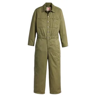 Levis - "Iconic" Jumpsuit für Damen, Mit Kragen, Denim, Weites Bein, Langärmlig (Oliv)