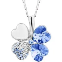 Taffstyle Kette mit Anhänger Glückskette Halskette Kristall Kleeblatt Zirkonia Weißgold vergoldet (Edler Glücksanhänger mit funkelnden Kristall Steinen in einer Geschenkverpackung), Geschenkidee für Frauen