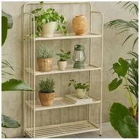 Koopman Blumenständer Pflanzenregal Blumenregal 118x58 cm Beige Metall Klappbar (Stück, 1 St., Packung), Pflanzenregal, Topfregal, Blumenregal, 3 Ebenen, Pflanzen
